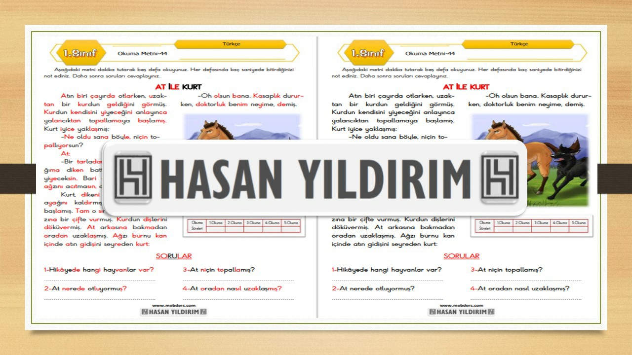 1. Sınıf Türkçe Okuma Metni-44 (At ile Kurt)