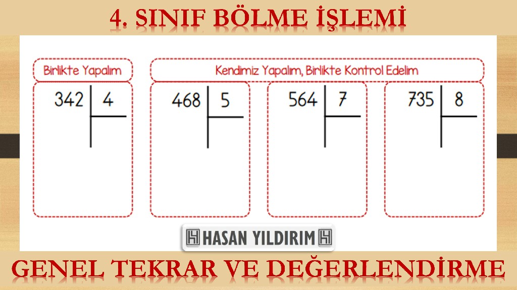 4. Sınıf Bölme İşlemi - Genel Tekrar ve Değerlendirme Çalışması (4 Sayfa)
