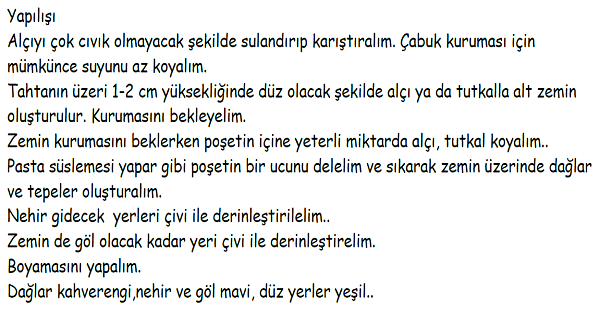 4. Sınıf Sosyal Bilgiler Kabartma Harita Yapılışı Etkinliği