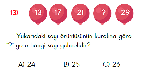 2. Sınıf Haftalık Kazanım Değerlendirme Testi 4.Hafta (02-06 Ekim)