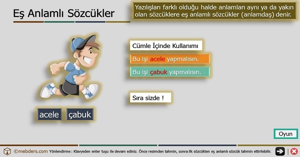 2. Sınıf Türkçe Oyunlu ve Şarkılı Eş Anlamlı Kelimeler Sunusu
