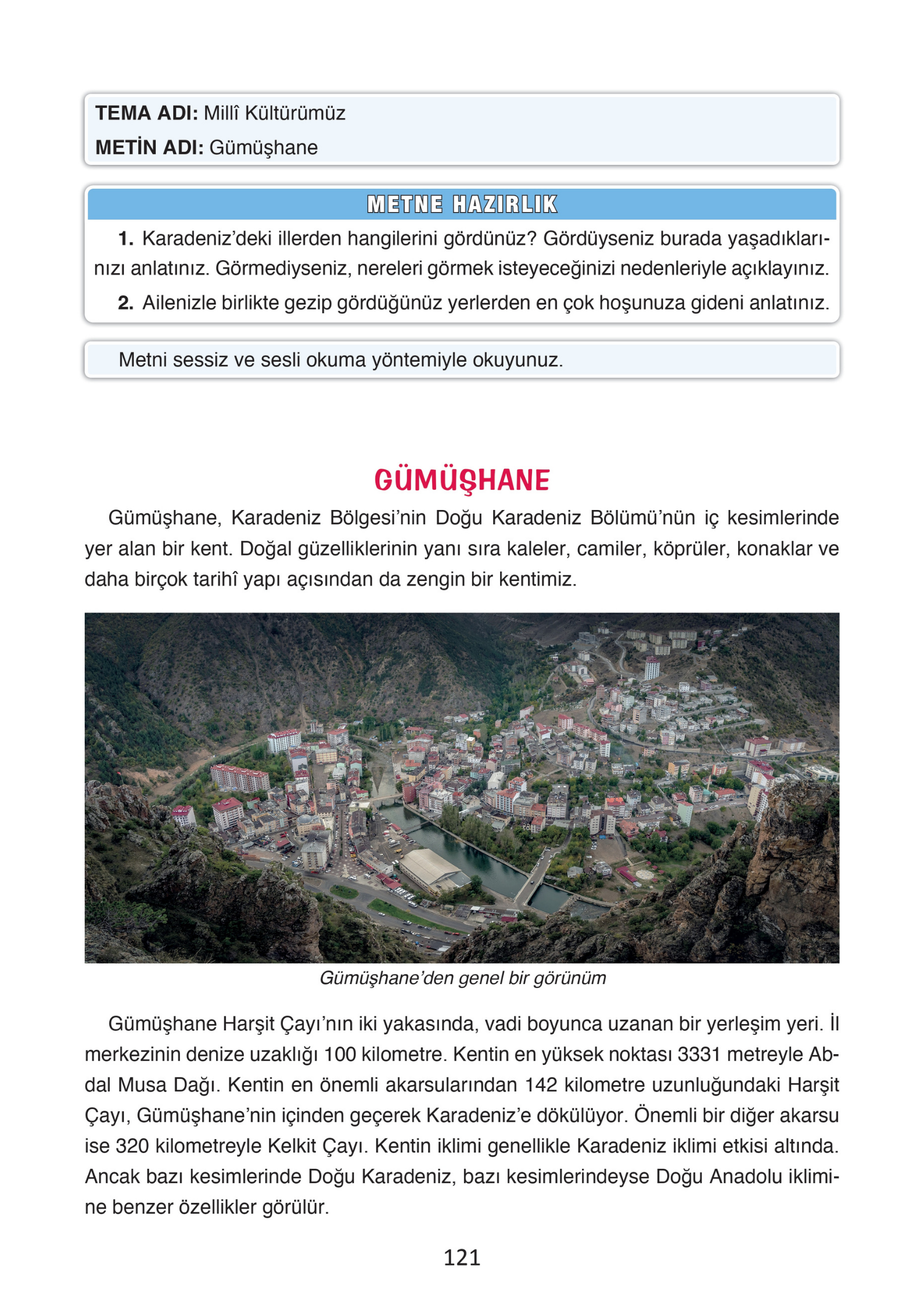 4. Sınıf Türkçe Ada Yayınları Gümüşhane Metni Etkinlik Cevapları