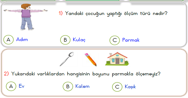 1. Sınıf Matematik Uzunluk Ölçüleri Yaprak Test-1