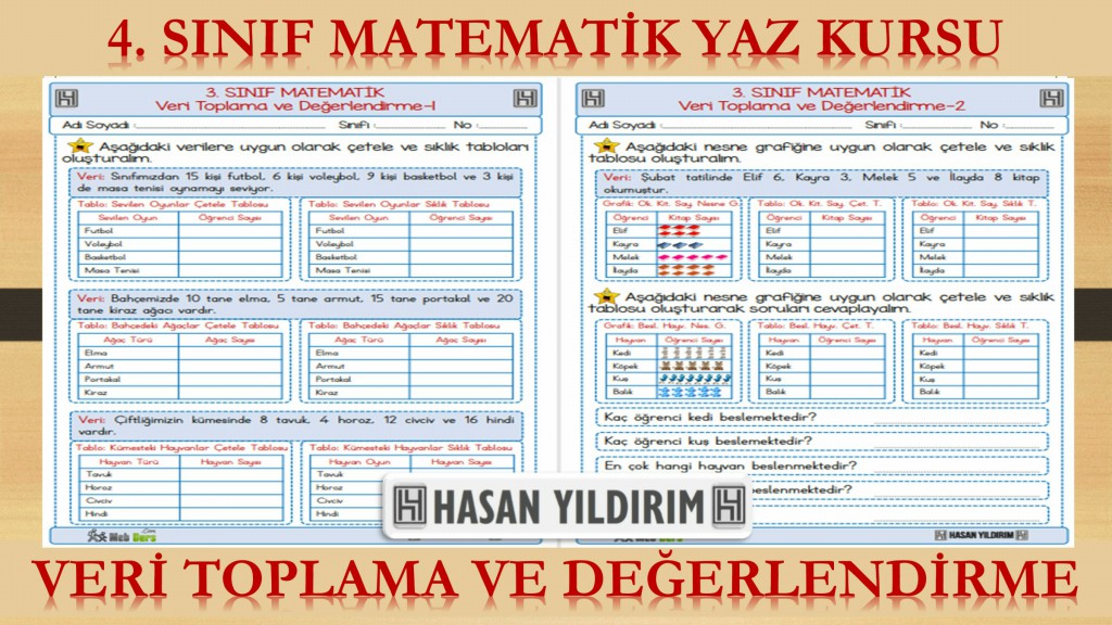 4. Sınıf Matematik Yaz Kursu - Veri Toplama ve Değerlendirme (3. Sınıf Tekrarı)