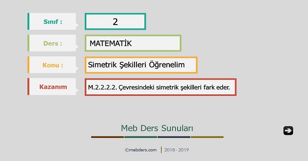 2. Sınıf Matematik Simetrik Şekilleri Öğrenelim Sunusu