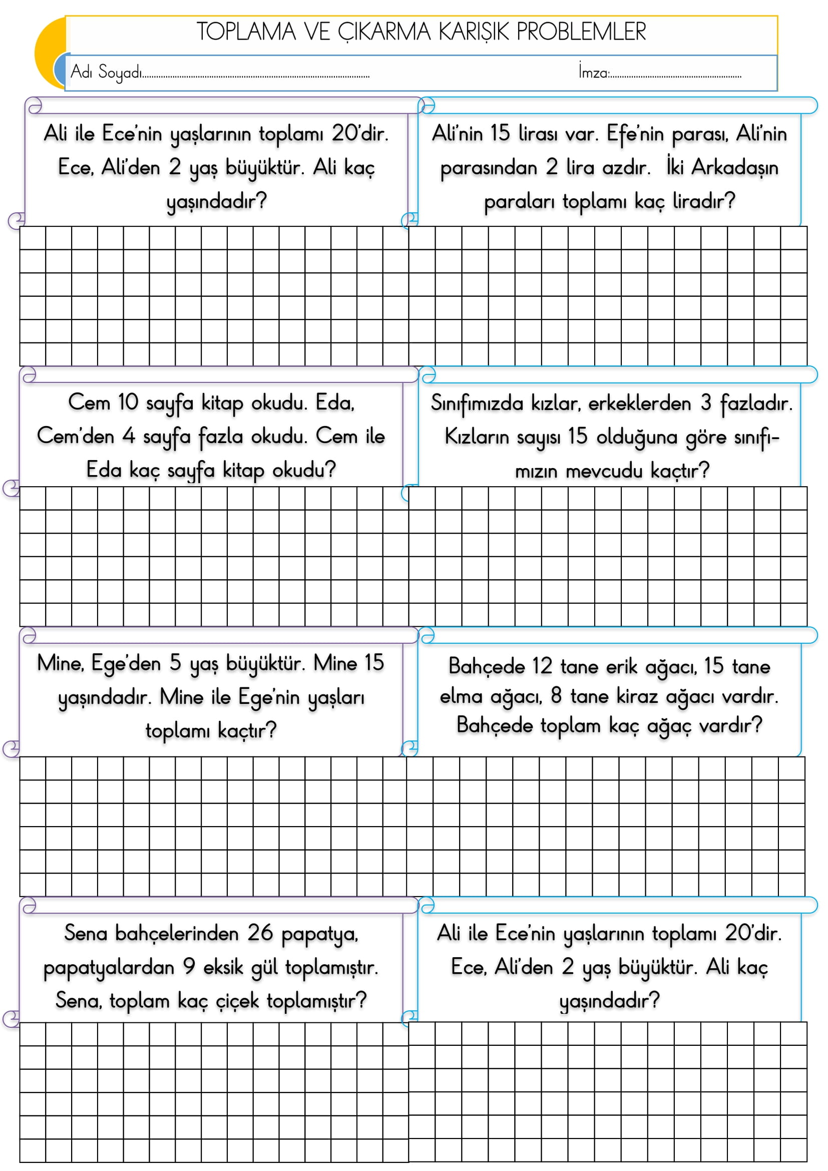 2. Sınıf - Matematik - Toplama ve Çıkarma Karışık Problemler-6
