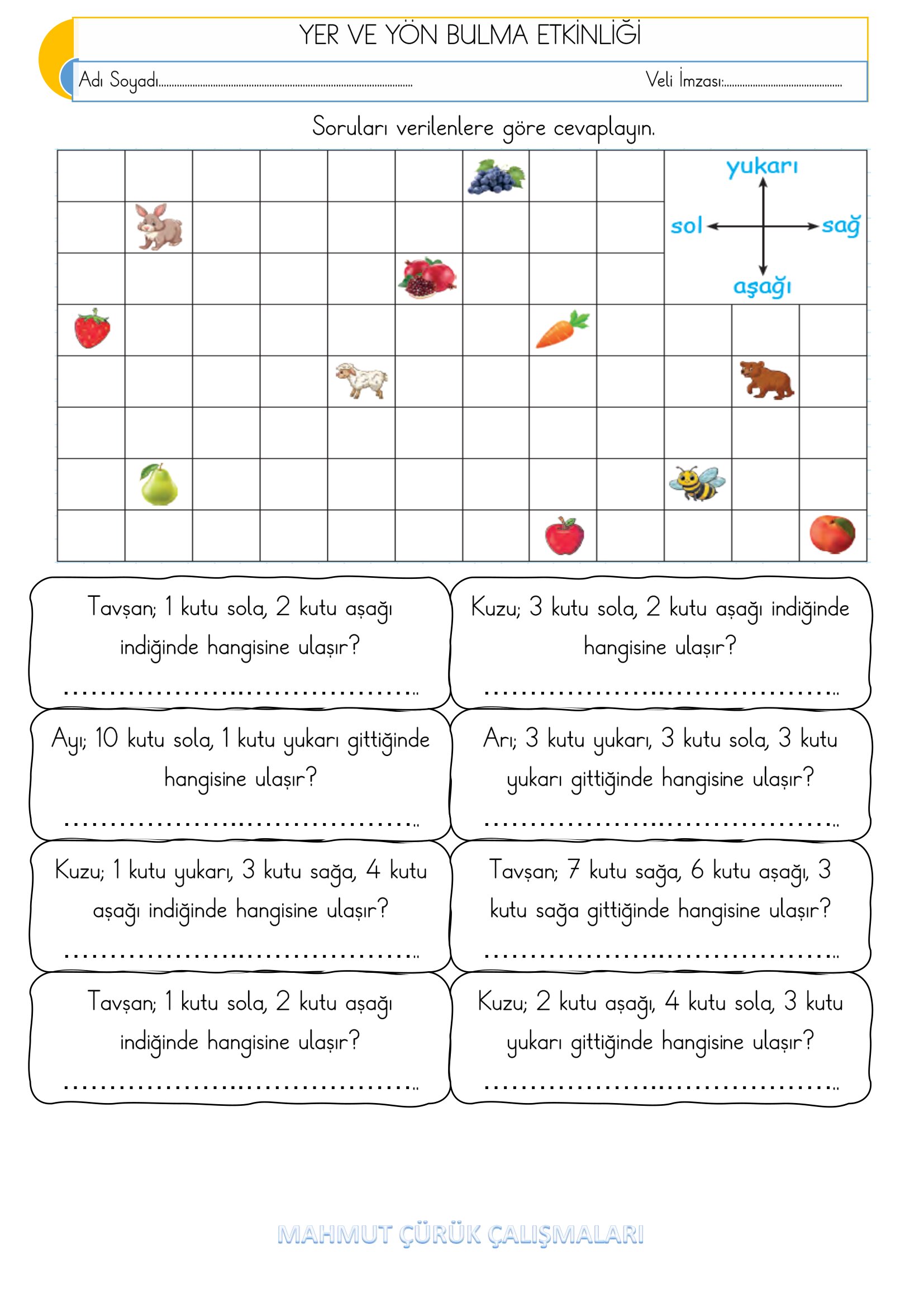 2. Sınıf - Matematik Yer ve Yön Bulma Etkinliği-1