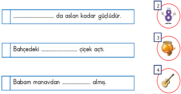 1. Sınıf Türkçe Cümle Çalışması Etkinliği 12