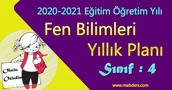 2020 - 2021 Yılı 4. Sınıf Fen Bilimleri Yıllık Planı (SDR İpek Yolu)
