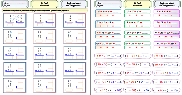 3. Sınıf Matematik Toplama İşlemi-Yer Değiştirme-1