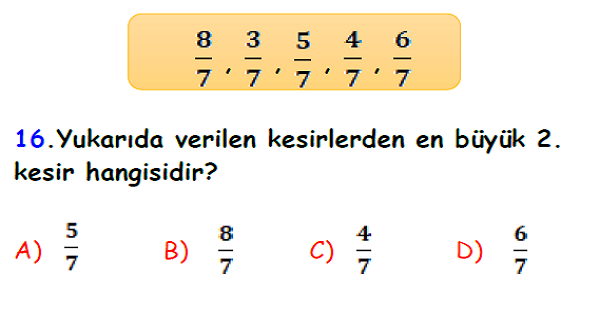 4. Sınıf Matematik Kesirler Yaprak Test-8