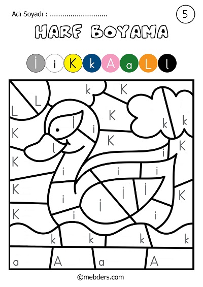 1. Sınıf İlkokuma Harf Boyama Etkinliği (İ Sesine Kadar)