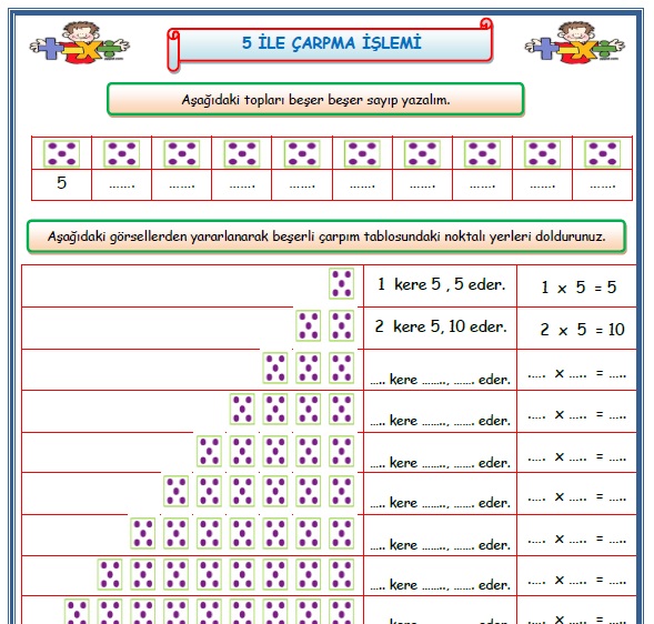 2. Sınıf Matematik 5 ile Çarpma İşlemi Çalışması