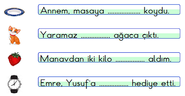 1. Sınıf Türkçe Cümle Çalışması Etkinliği 5