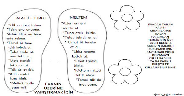 1. Sınıf İlk Okuma Yazma (T-t Sesi) Cümle Terlikleri