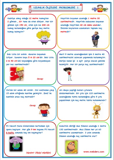 3. Sınıf Matematik Uzunluk Ölçüleri Problemleri