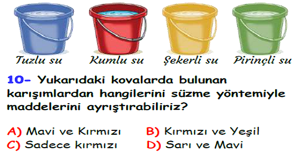 4. Sınıf Fen Bilimleri Maddenin Özellikleri Ünitesi Yaprak Test-6