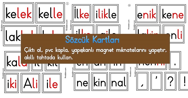 1. Sınıf İlk Okuma 1.Grup Harfler Sözcük Kartları