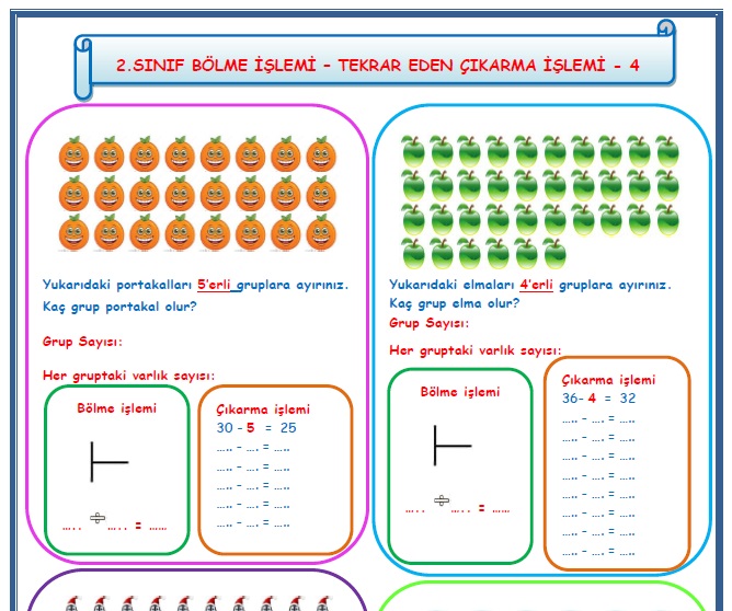 2. Sınıf Matematik Bölme İşlemi Tekrar Eden Çıkarma İşlemi 4