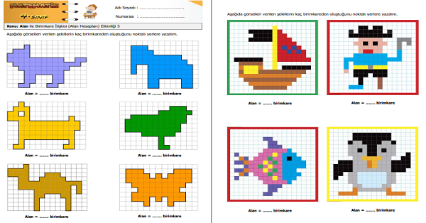 4. Sınıf Matematik Alan ile Birimkare İlişkisi (Alan Hesapları) Etkinliği 5