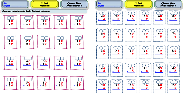 2. Sınıf Matematik Çıkarma İşlemi-Onluk Bozarak Çıkarma İşlemi Etkinliği-4