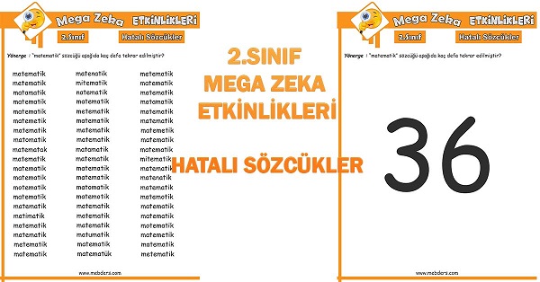 2. Sınıf Mega Zeka Etkinliği - Hatalı Sözcükler