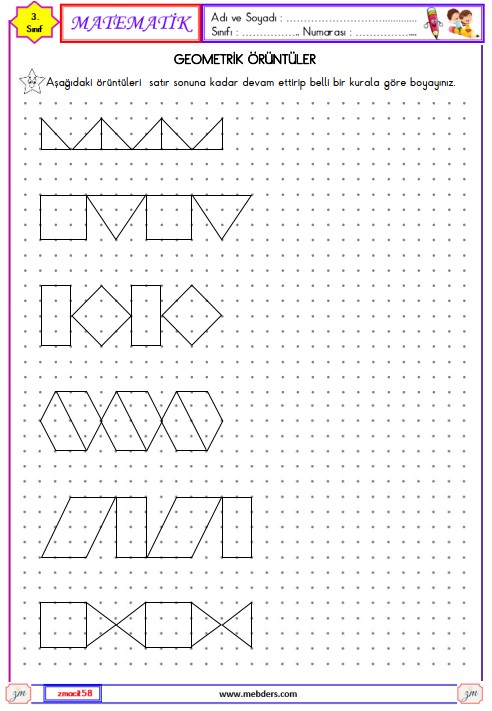 3. Sınıf Matematik Geometrik Örüntüler Etkinliği 6