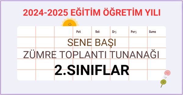 2024-2025 Eğitim Öğretim Yılı 2. Sınıflar Sene Başı Zümre Öğretmenler Kurulu Toplantı Tutanağı