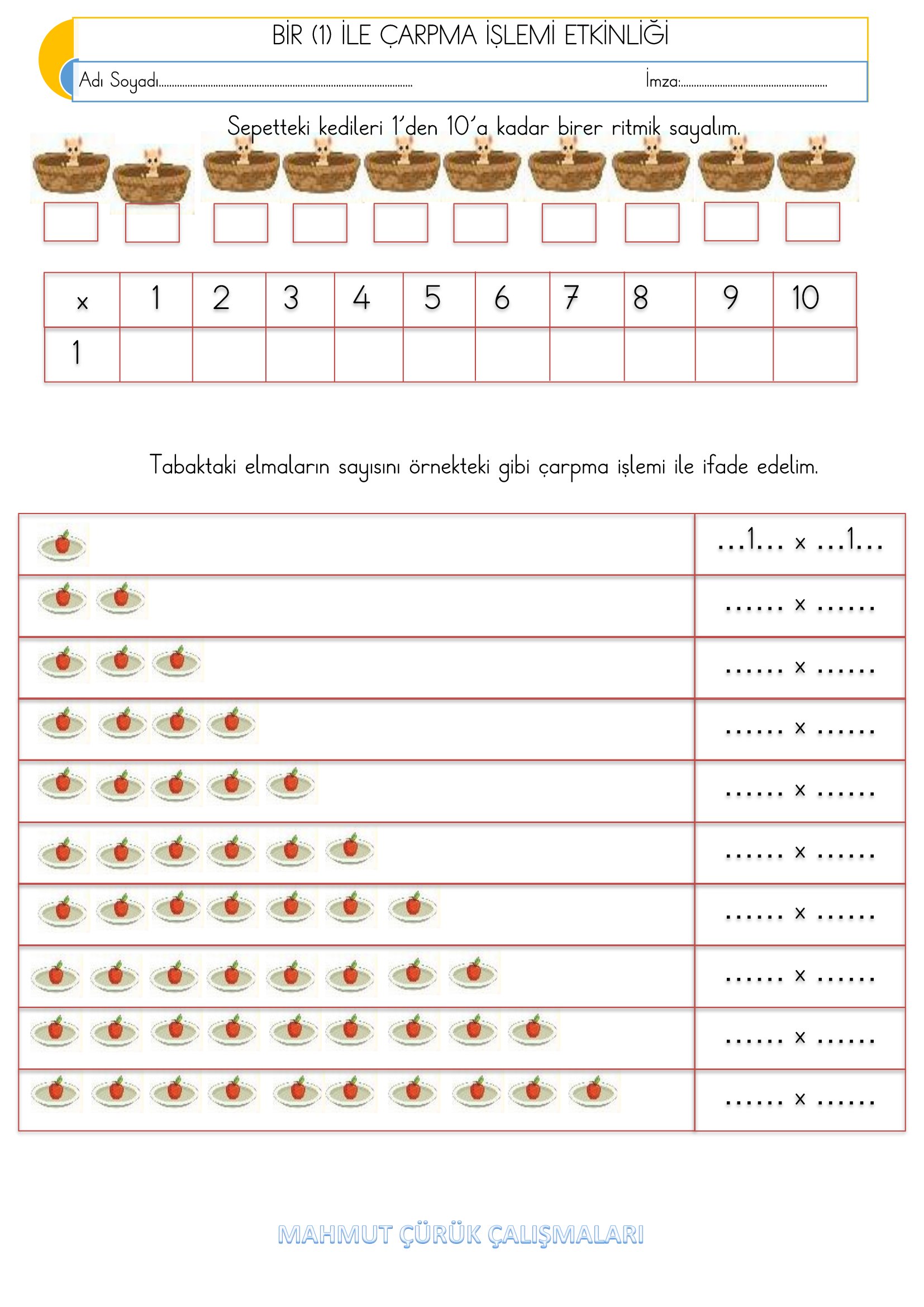 2. Sınıf - Matematik Bir İle Çarpma İşlemi Etkinliği