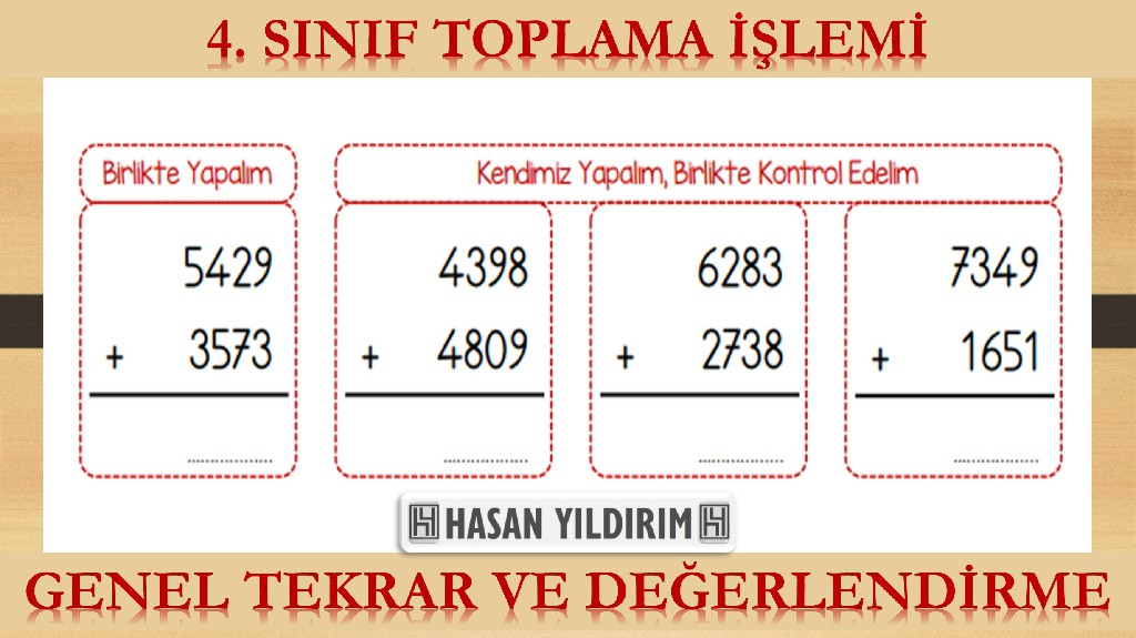 4. Sınıf Toplama İşlemi - Genel Tekrar ve Değerlendirme Çalışması (4 Sayfa)