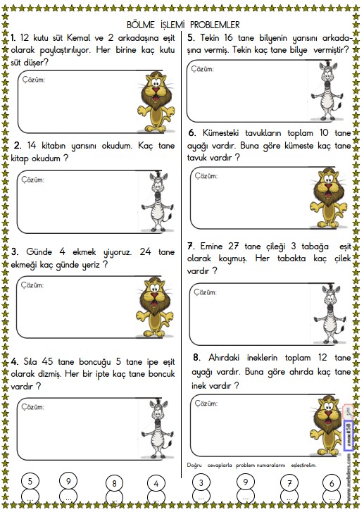 2. Sınıf Matematik Bölme İşlemi Problemler Etkinliği 15