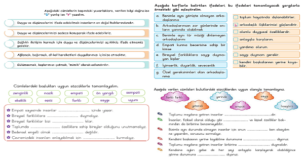 4. Sınıf Sosyal Bilgiler Bireyler Arası Farklılıklar ( 4 Sayfa )