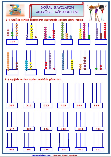3. Sınıf Matematik Doğal Sayıların Abaküs ile Gösterilişi