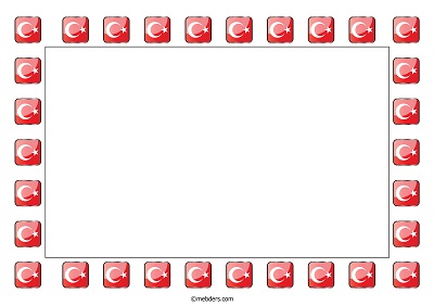 Etrafı Türk Bayrağı ile çevrili resim kağıdı şablonu