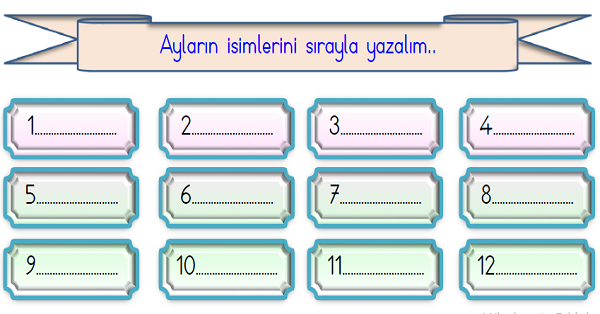 1. Sınıf Matematik Zamanı Ölçme -Takvim (Ay-Hafta-Gün) Etkinliği 3