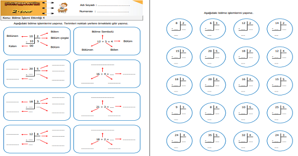2. Sınıf Matematik Bölme İşlemi Etkinliği 4