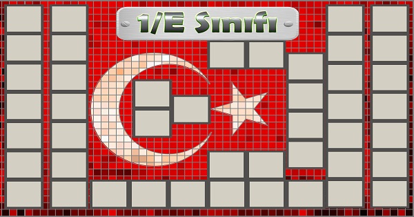 Model 54, 1E şubesi için Türk bayraklı fotoğraf eklemeli kapı süslemesi - 45 öğrencilik