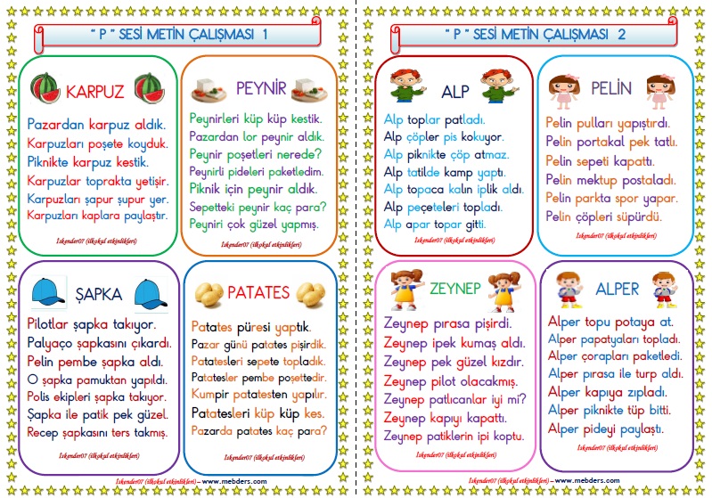 1. Sınıf P-p Sesi Çalışmaları (12 Sayfa)