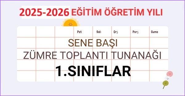 2025-2026 Eğitim Öğretim Yılı 1. Sınıflar Sene Başı Zümre Öğretmenler Kurulu Toplantı Tutanağı
