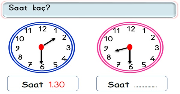 2. Sınıf Matematik Zamanı Ölçme Etkinliği-1