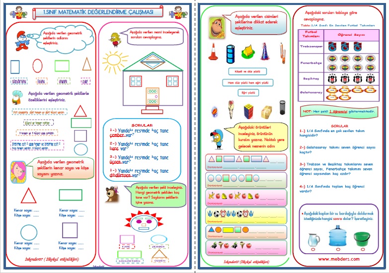 1. Sınıf Matematik Dersi Değerlendirme Çalışması 4