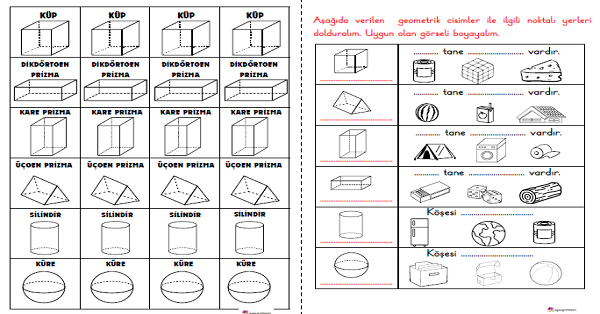 2. Sınıf Matematik Geometrik Cisimler ve Modeller Boyama Çalışması