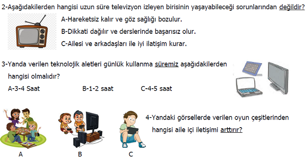 1. Sınıf Hayat Bilgisi Teknolojik Araç ve Gereçlerin Kullanımı Etkinliği