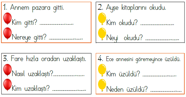 1. Sınıf Türkçe 5N 1K Etkinliği-2
