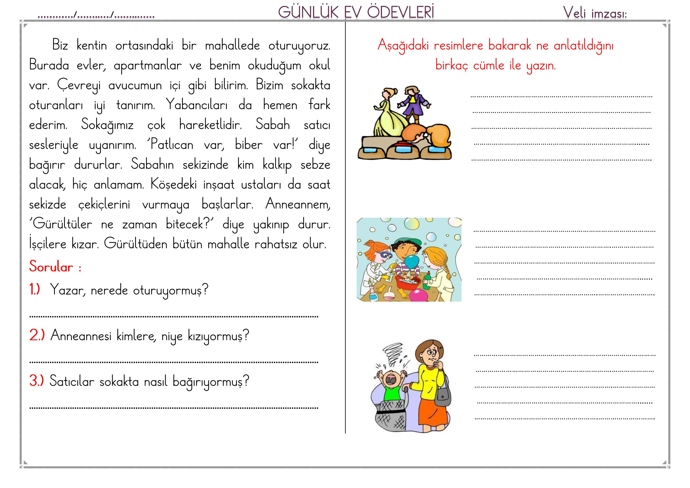 1. Sınıf - 19 Şubat 2026 Günlük Ev Ödevleri
