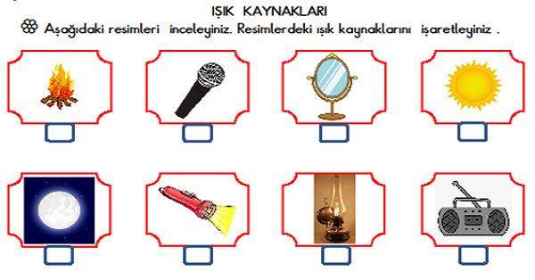 3. Sınıf Fen Bilimleri Işık Kaynakları Etkinliği 2