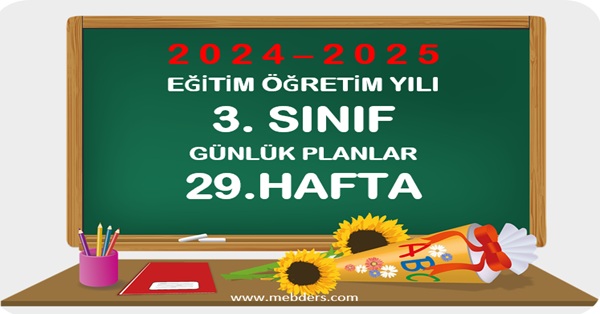 2024-2025 Eğitim Öğretim Yılı 3. Sınıf Günlük Planları 29.Hafta