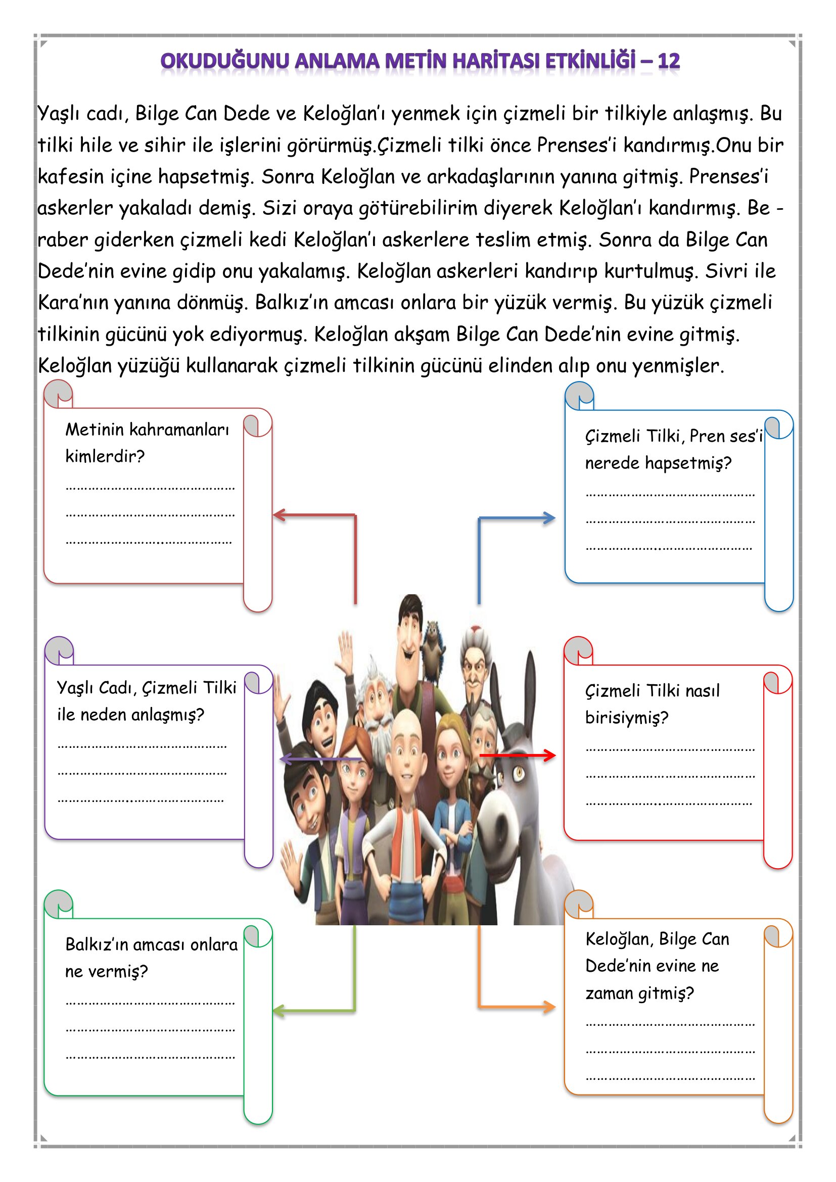 1. Sınıf - Türkçe Okuduğunu Anlama Metin Haritası Etkinliği-12