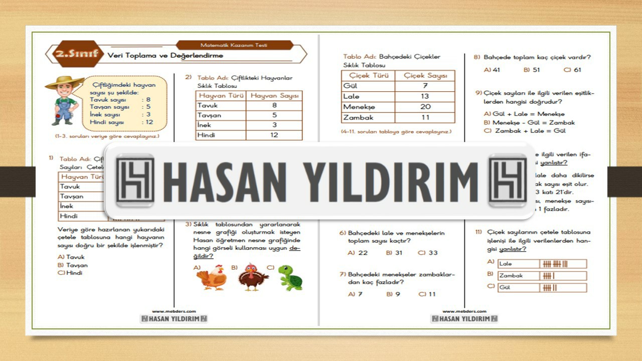 2. Sınıf Matematik Veri Toplama Ve Değerlendirme Testi