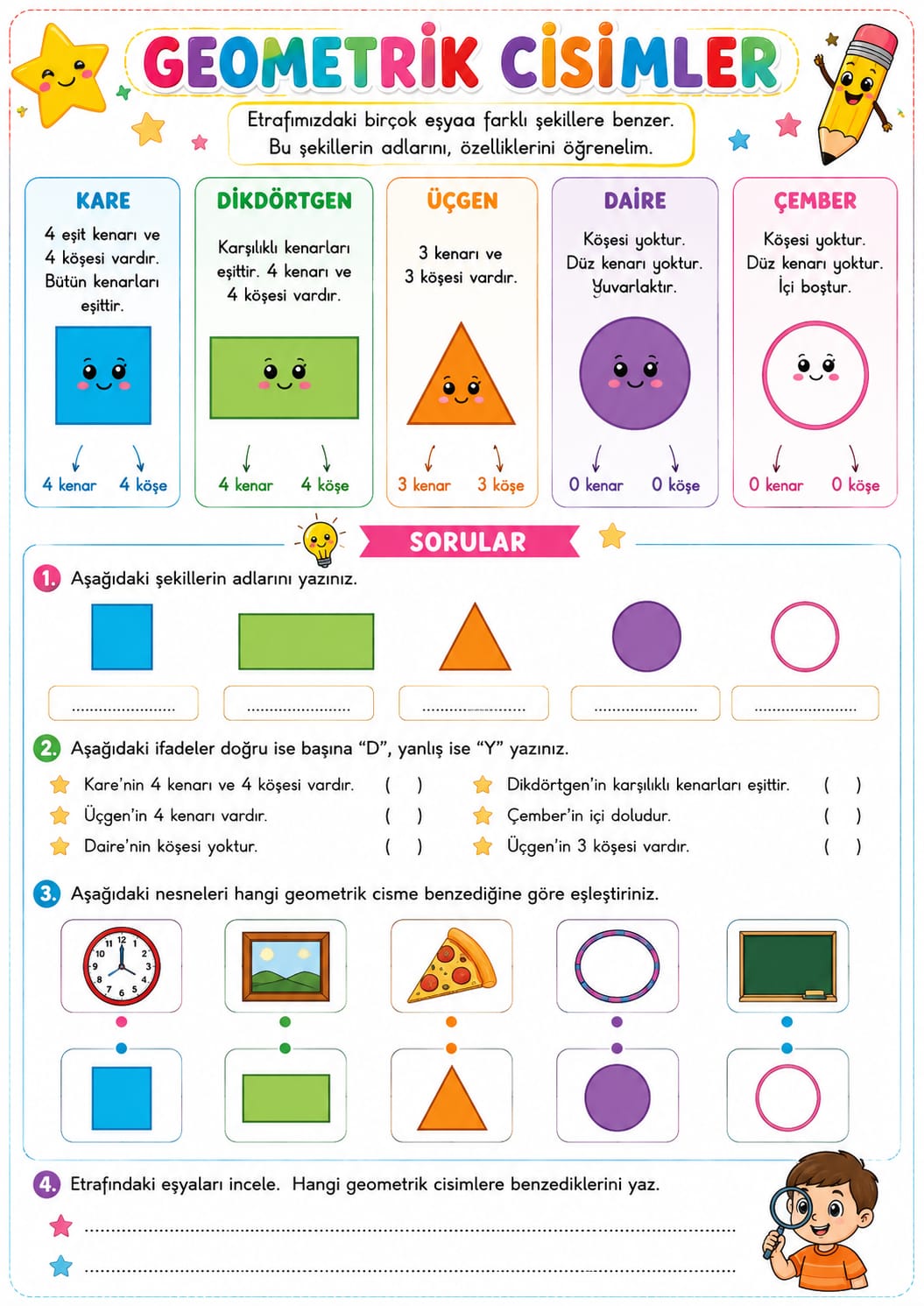 1. Sınıf Matematik Geometrik Şekiller